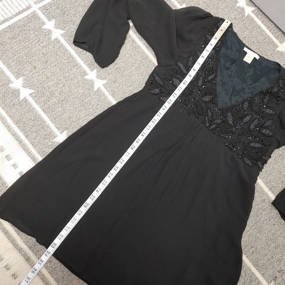 Gold Hawk Silk Beaded Mini Dress Size M - Picture 9 of 9